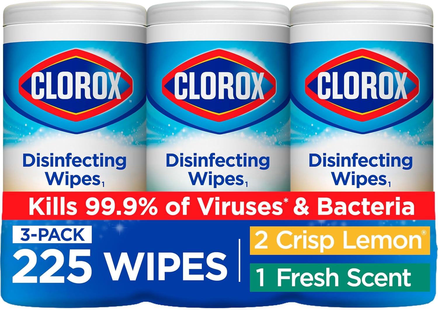 Clorox Disinfecting Wipes Value Pack, Household Essentials, Dorm Room Essentials, 75 Count, Pack Of 3 (Package May Vary)